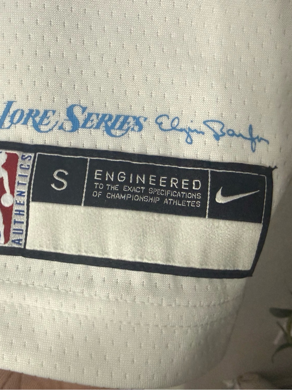 Nike White Jersey with Light Blue Script Accents - Picture 3 of 4